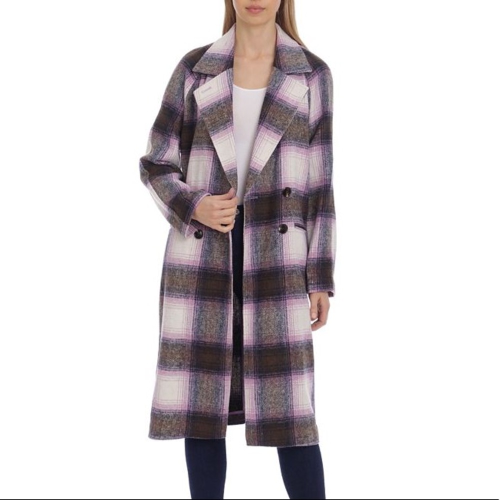 NWT Avec Les Filles Plaid Trench